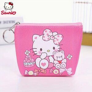 New! Sanrio Hello Kitty Compact Wallet Faux Leather Coin Purse